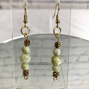 REIMAGINED Serpentine Stone Gold Plated Hook Earrings